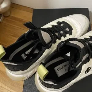 CHANEL | Shoes | Chanel Sneakers 45 White Gray Yellow | Poshmark